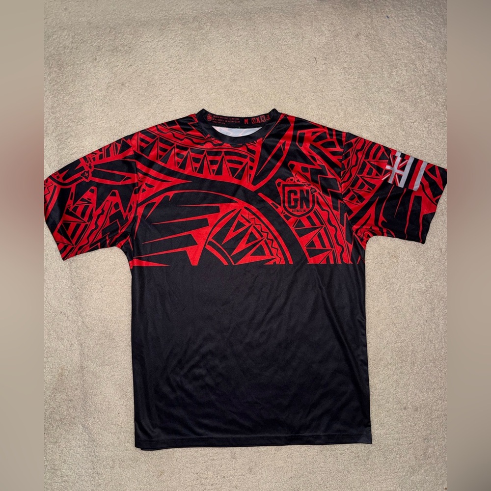 Men's Red and Black Getnutz Hawaii Tee